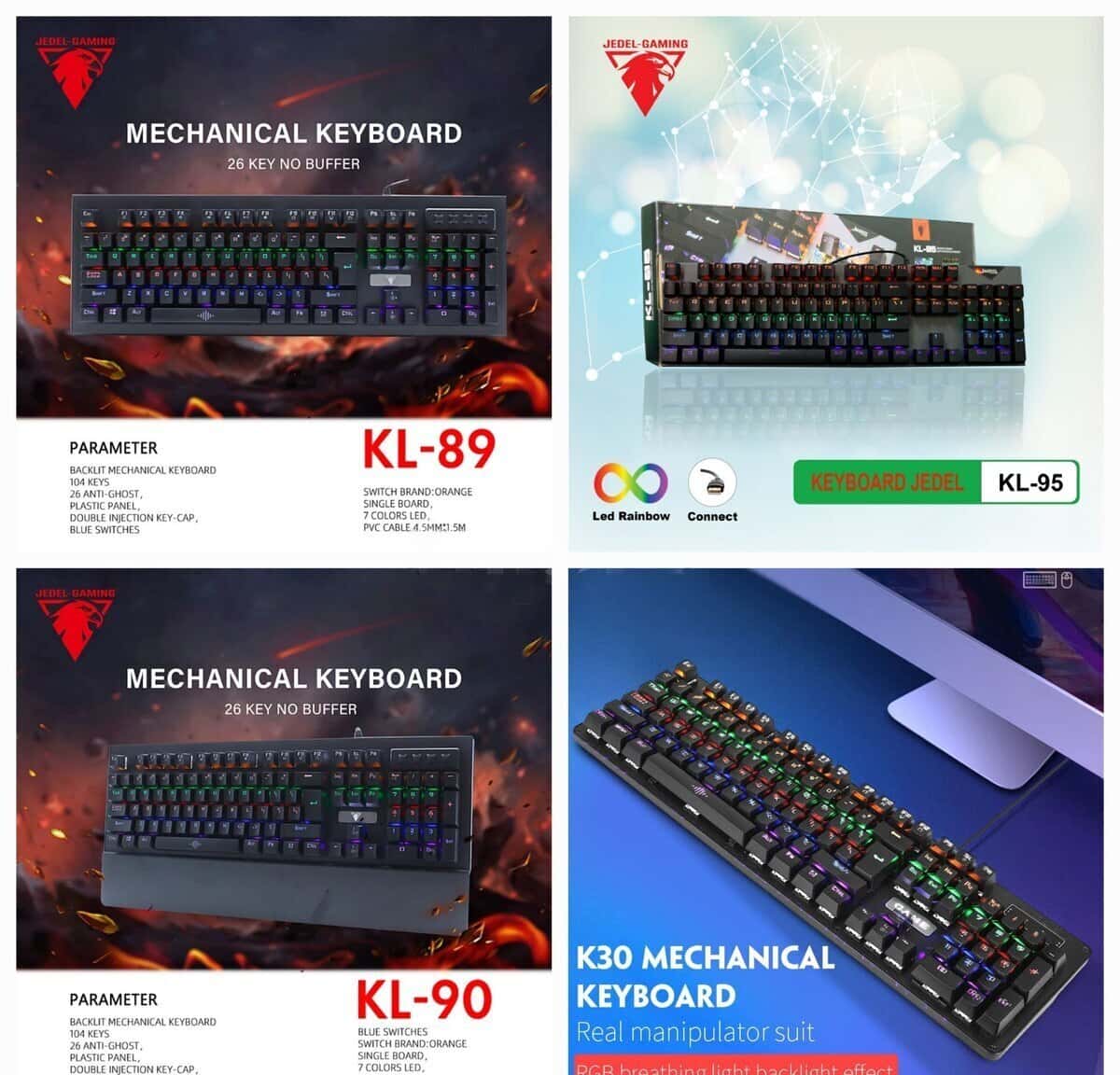 Jedel Mechanical Gaming Keyboards (KL-89, KL-90, KL-95) - Tenderyard