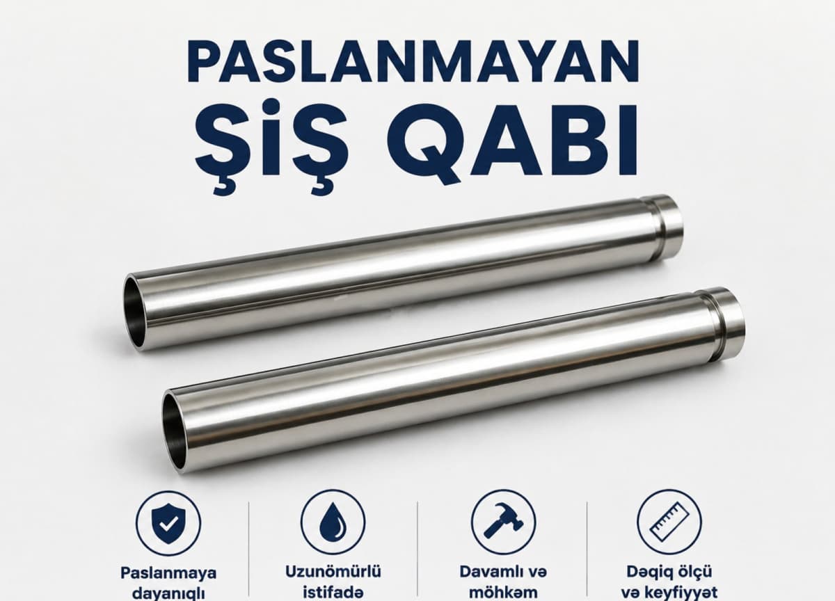 Şiş qabı paslanmayan polad 9x72 sm