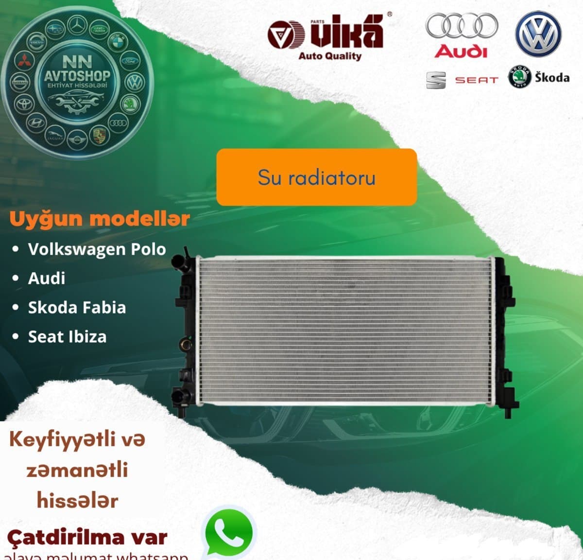 Su radiatoru Skoda Fabia, Seat Ibiza, VW Polo 1.4