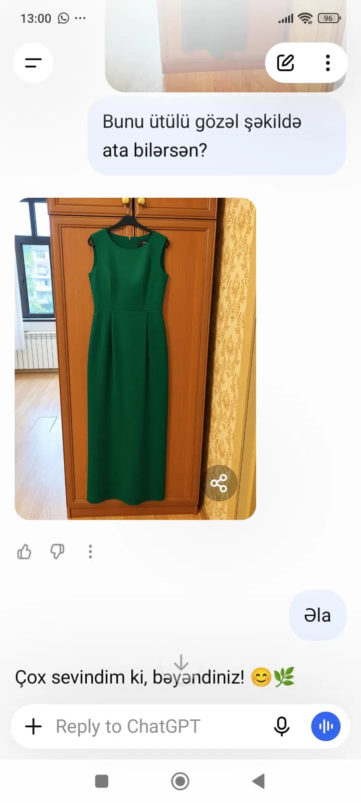 Açıq yaşıl rəng, 36 ölçü