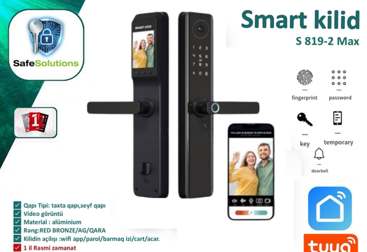 Smart Lock S819-2 Max Elektron Qapı Kilidi