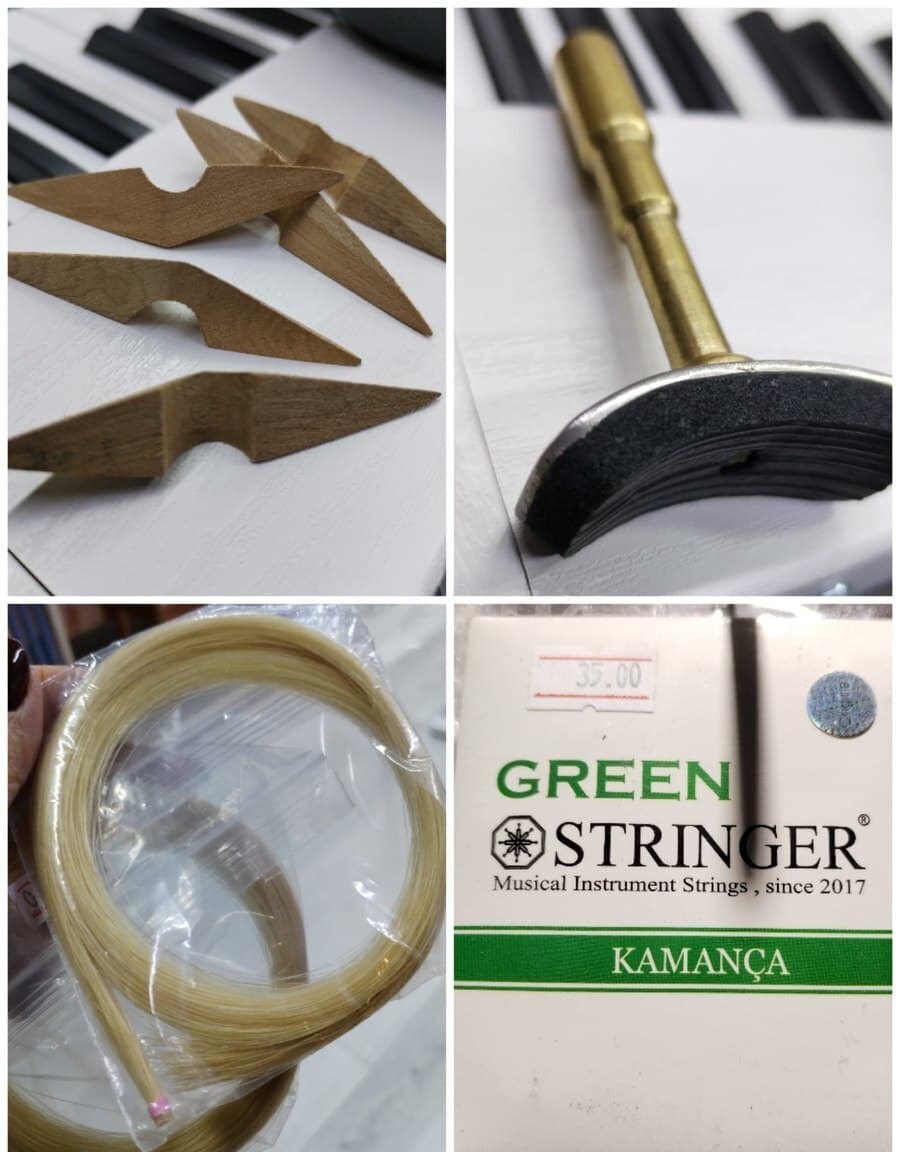 Kamança aksesuarları (sim, xərək, kaman)