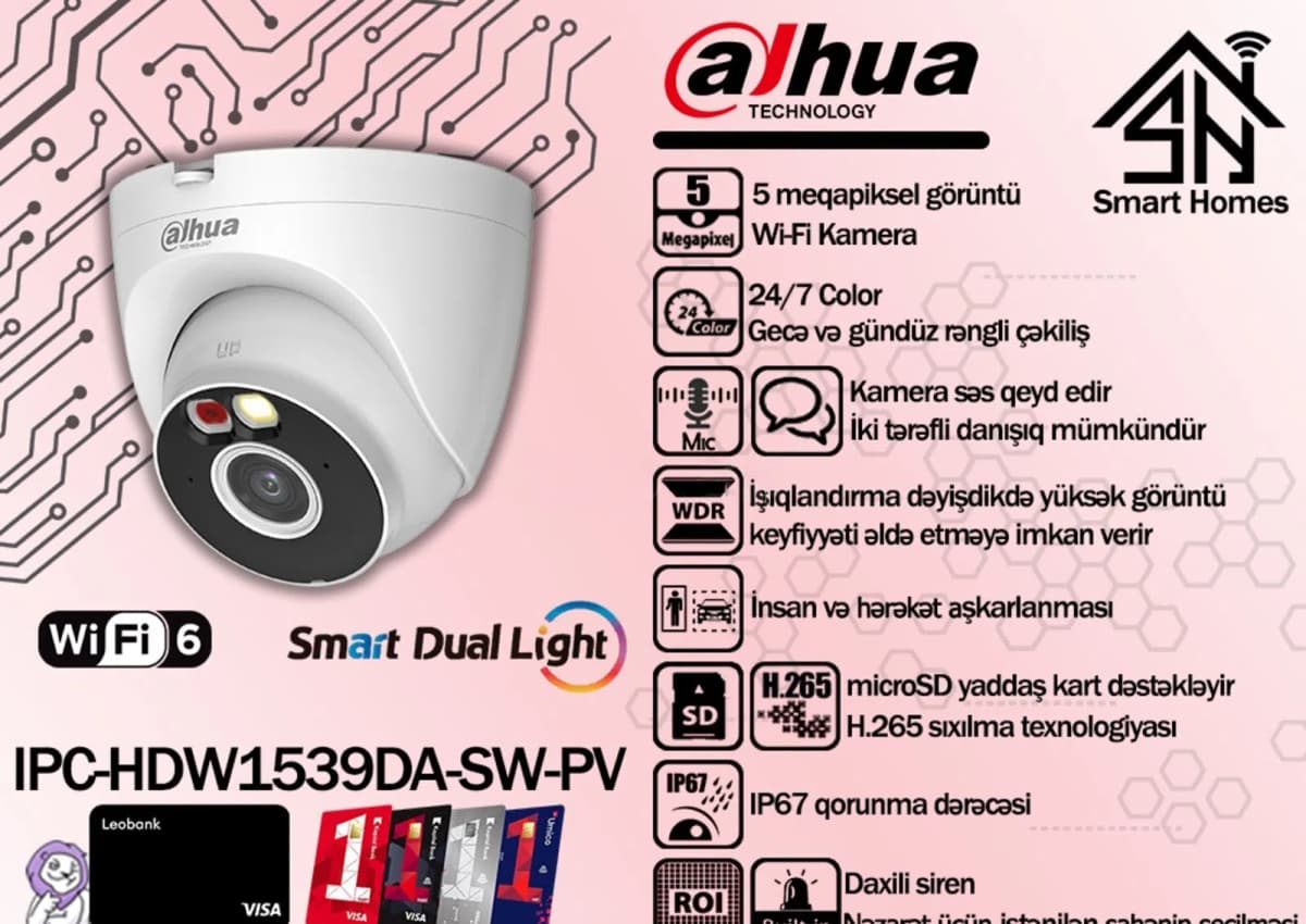 Wi-Fi kamera Dahua DH-IPC-HDW1539DA-SW-PV 5MP