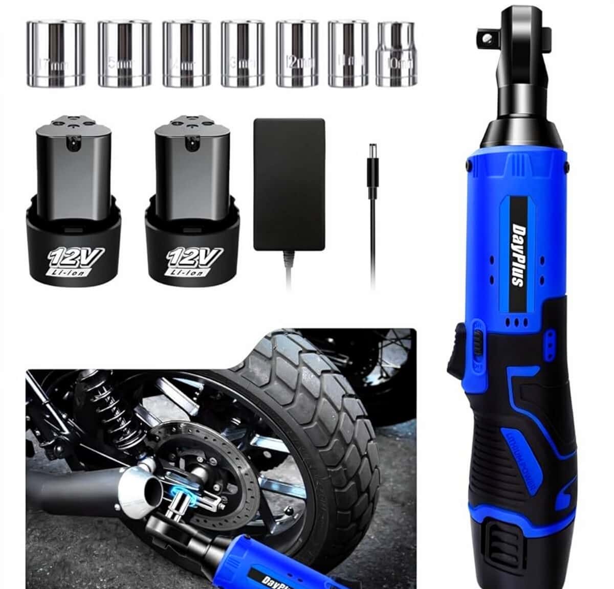 DayPlus 12V Cordless Ratchet Wrench Set - Tenderyard