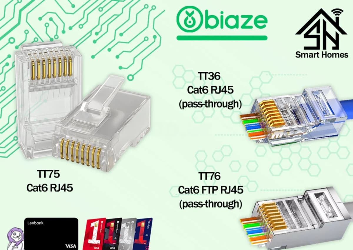 Konnektor Biaze TT36 Cat6 RJ45 Pass-Through