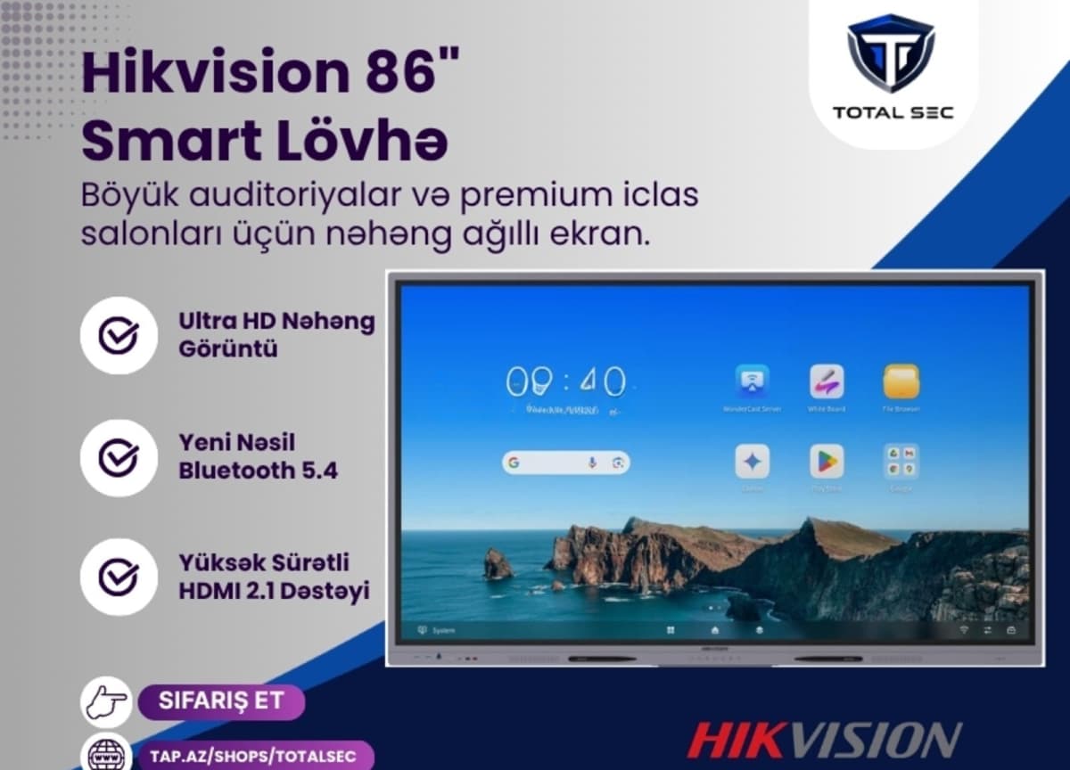 İnteraktiv smart lövhə Hikvision 86" 4K (DS-D5A86RB/A3)