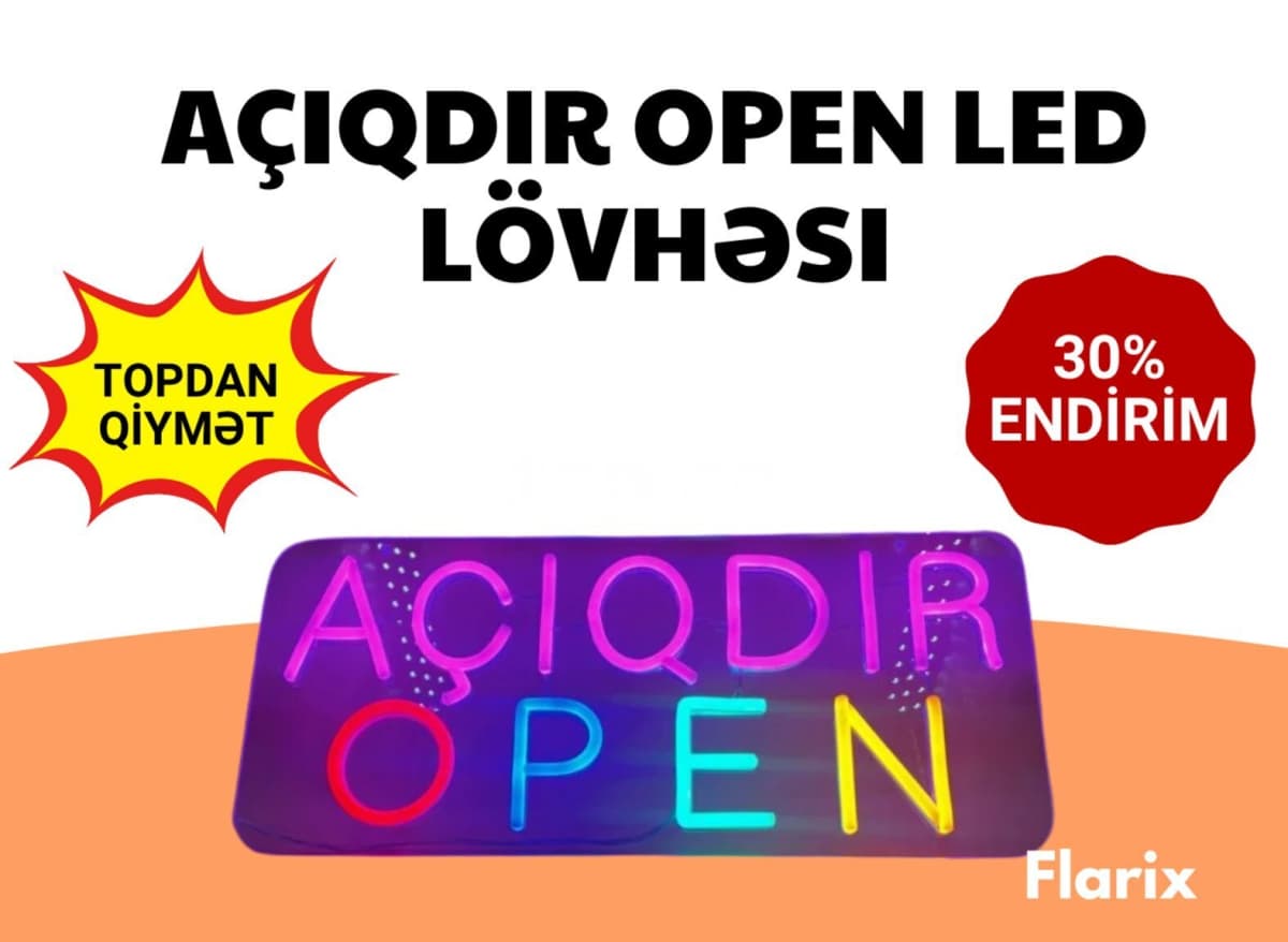 LED lövhə Open Açıqdır reklam işığı