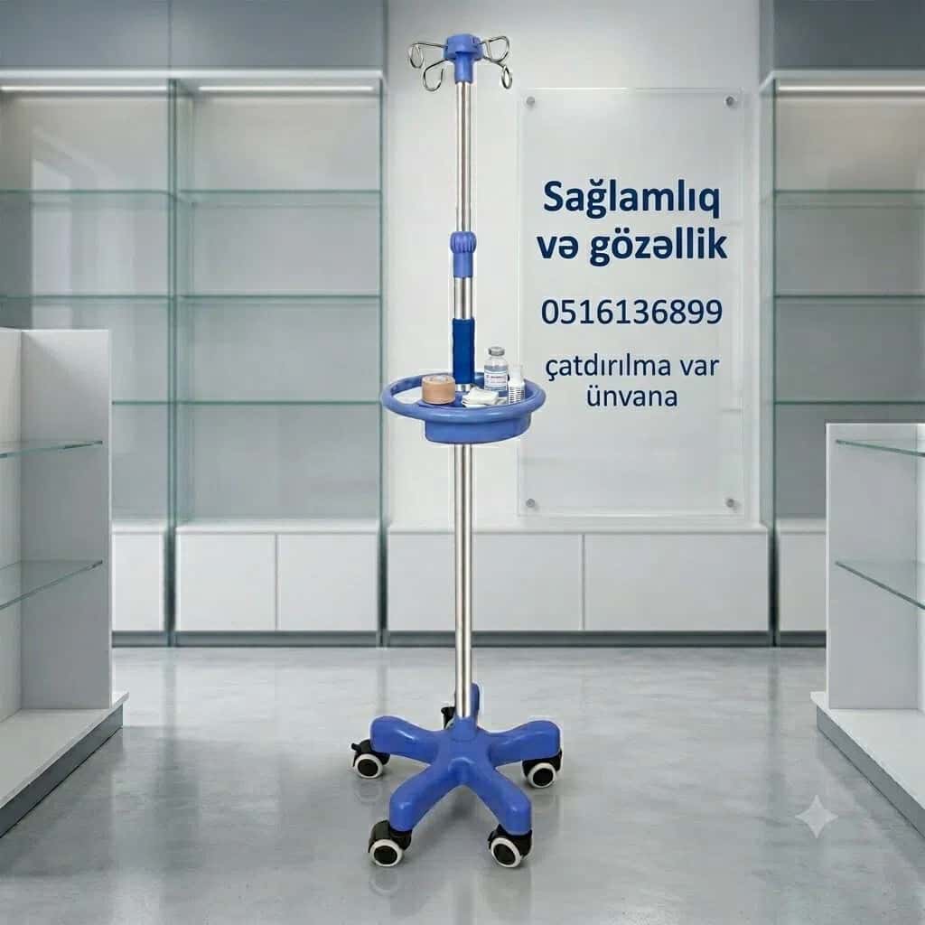 Height-Adjustable IV Pole with Wheels - Tenderyard