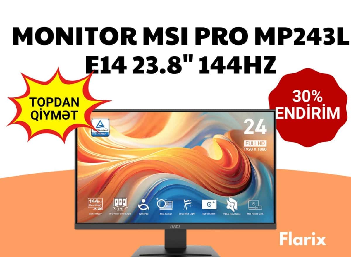MSI PRO MP243L E14 23.8" 144Hz IPS Monitor - Tenderyard