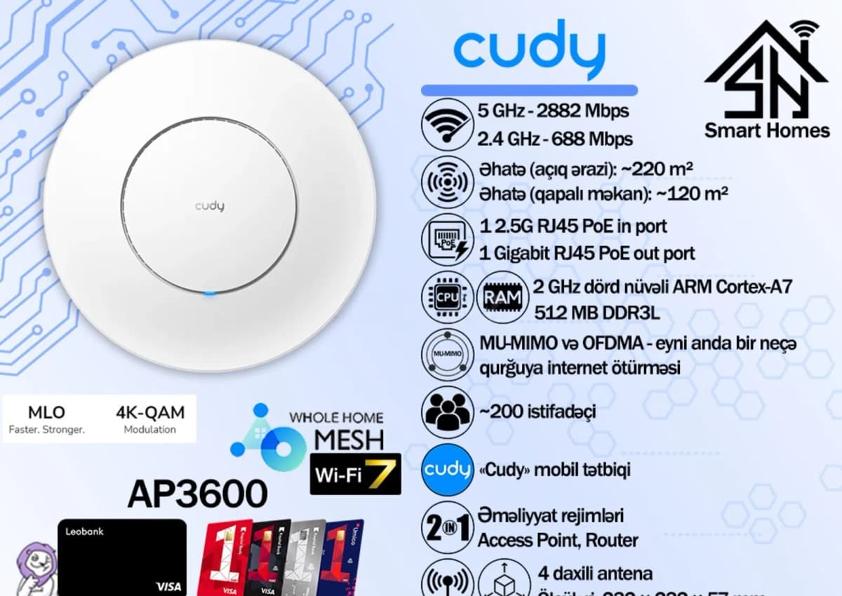 Giriş nöqtəsi Cudy BE3600 Wi-Fi 7 Gigabit Mesh AP3600_P