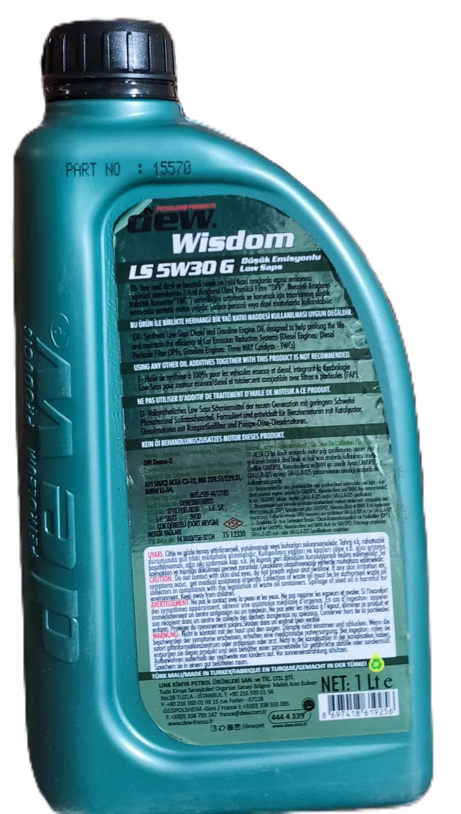 Dew Wisdom LS 5W-30 G Sintetik Motor Yağı 1L - Tenderyard