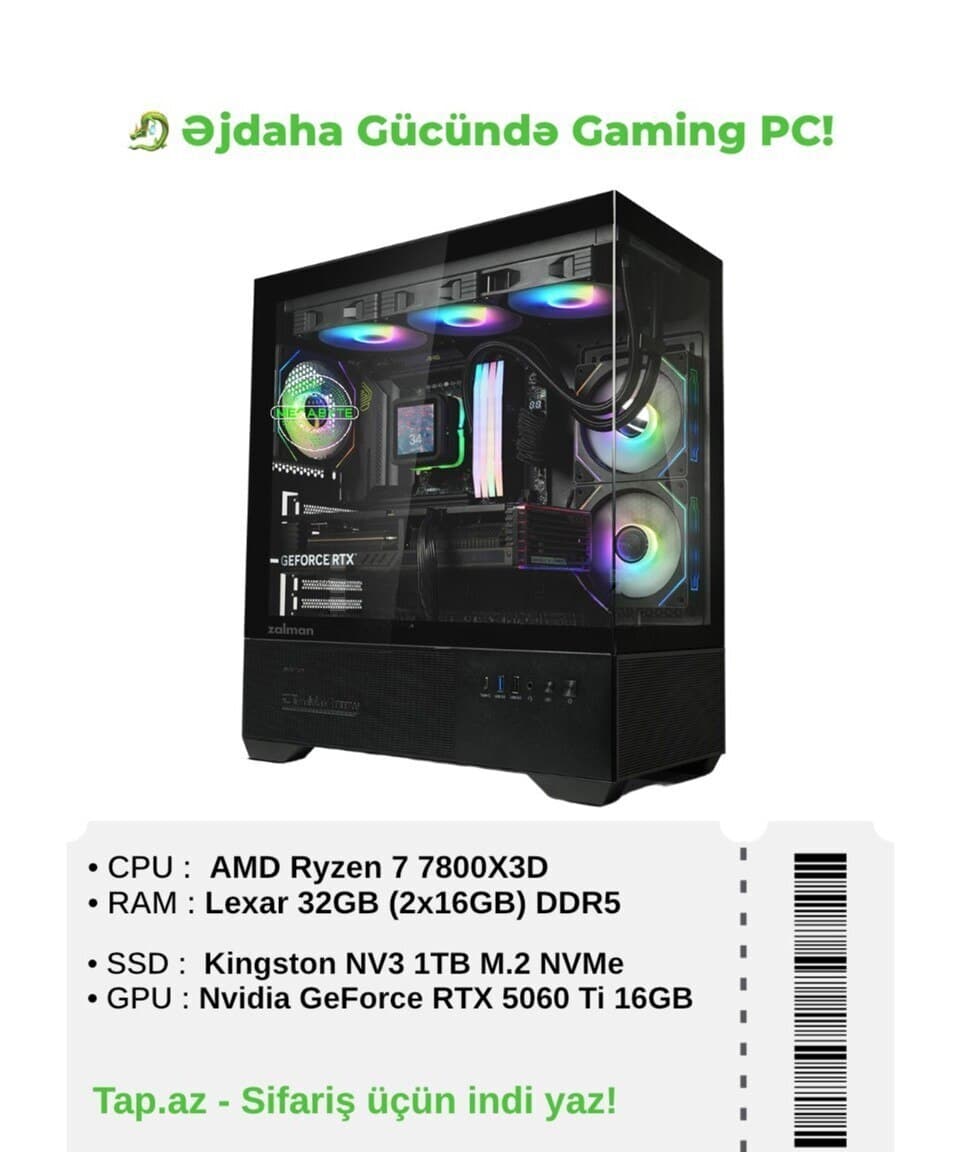 Masaüstü kompüter Gaming PC Mega-010 R7-7800X3D RTX 5060 Ti