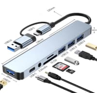 USB Hub 8-in-1 çoxfunksiyalı adapter — şəkil 1