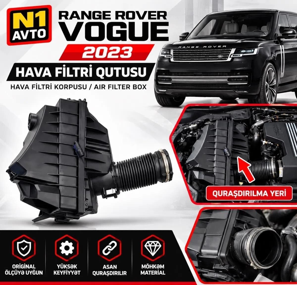 Hava filtr qutusu Range Rover Vogue 2023
