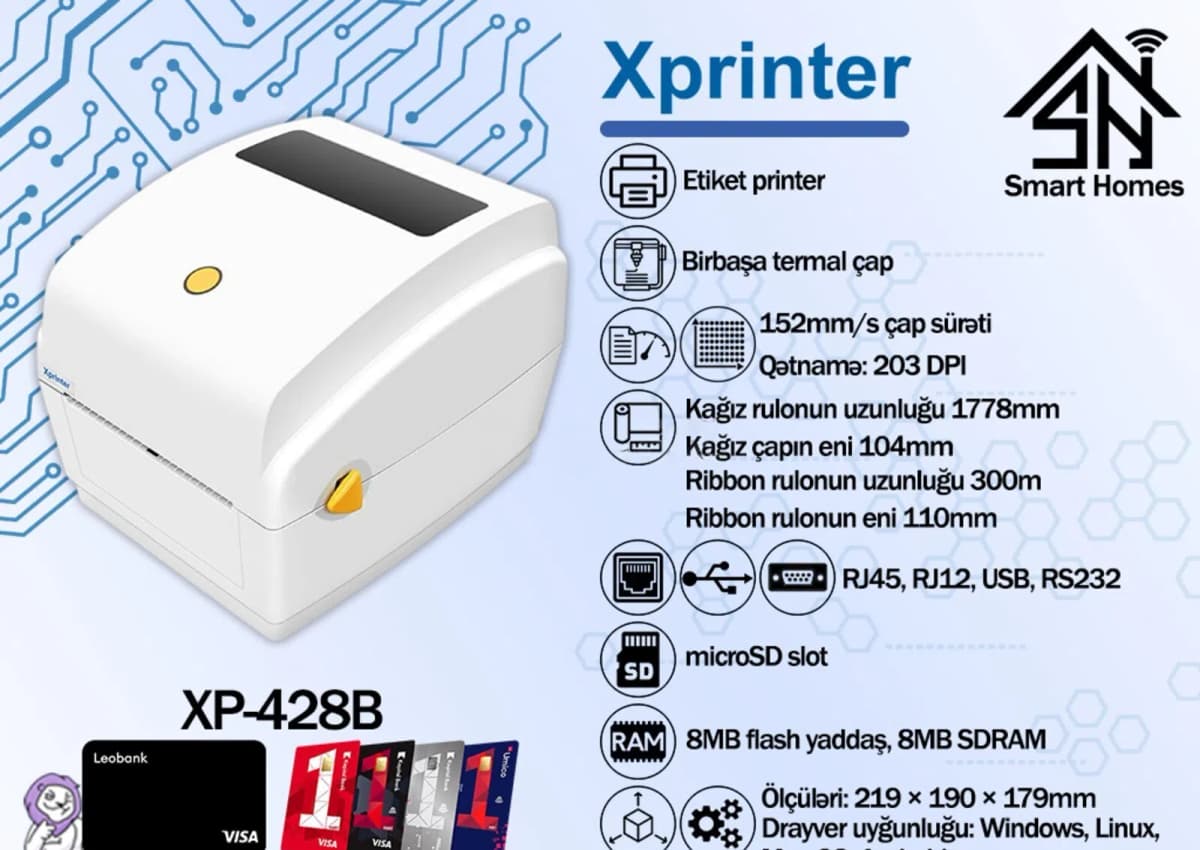 Etiket printeri Xprinter XP-350B