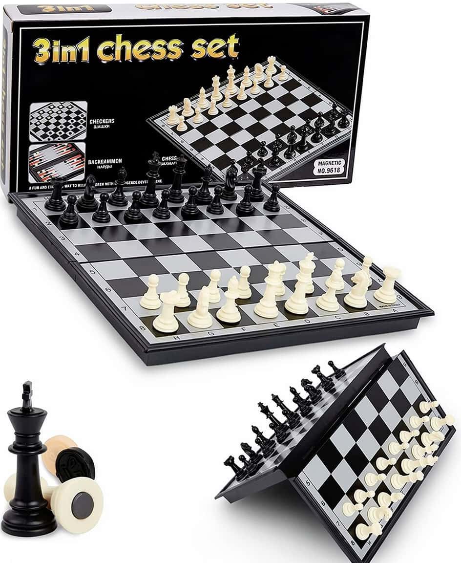 3-in-1 Magnetic Chess, Checkers, and Backgammon Set - Tenderyard
