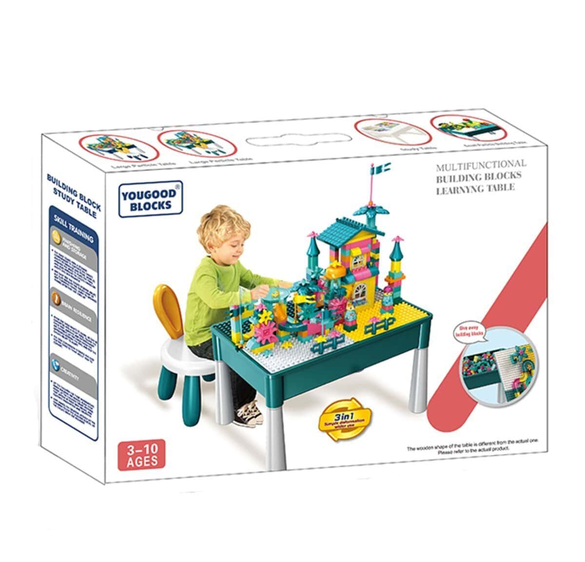 Skytoys 3-in-1 building block play table set - Tenderyard
