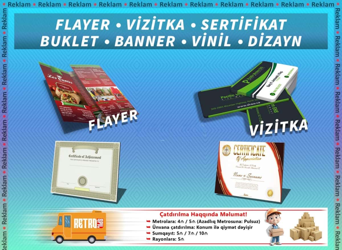 Vizit kart, flayer, banner və çap xidmətləri - Tenderyard