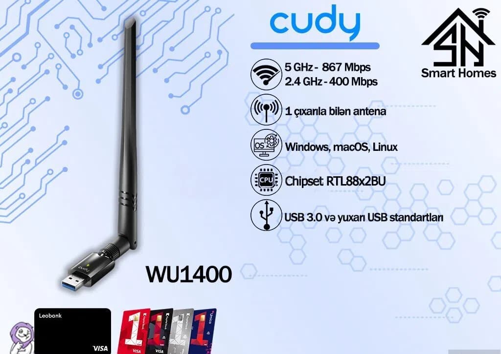 Wi-Fi adapter Cudy AC1300 WU1400