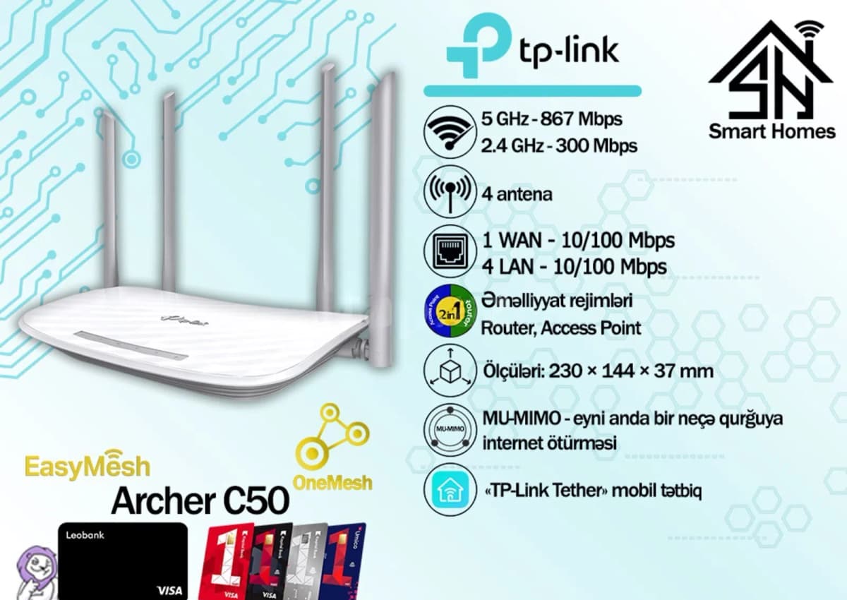Router TP-Link Archer C50 AC1200 Wi-Fi
