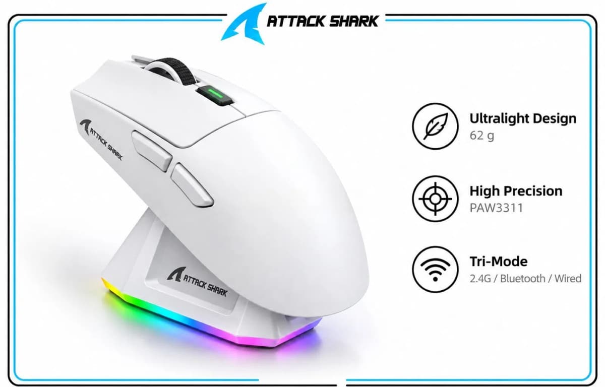 Gaming siçan Attack Shark X11 White