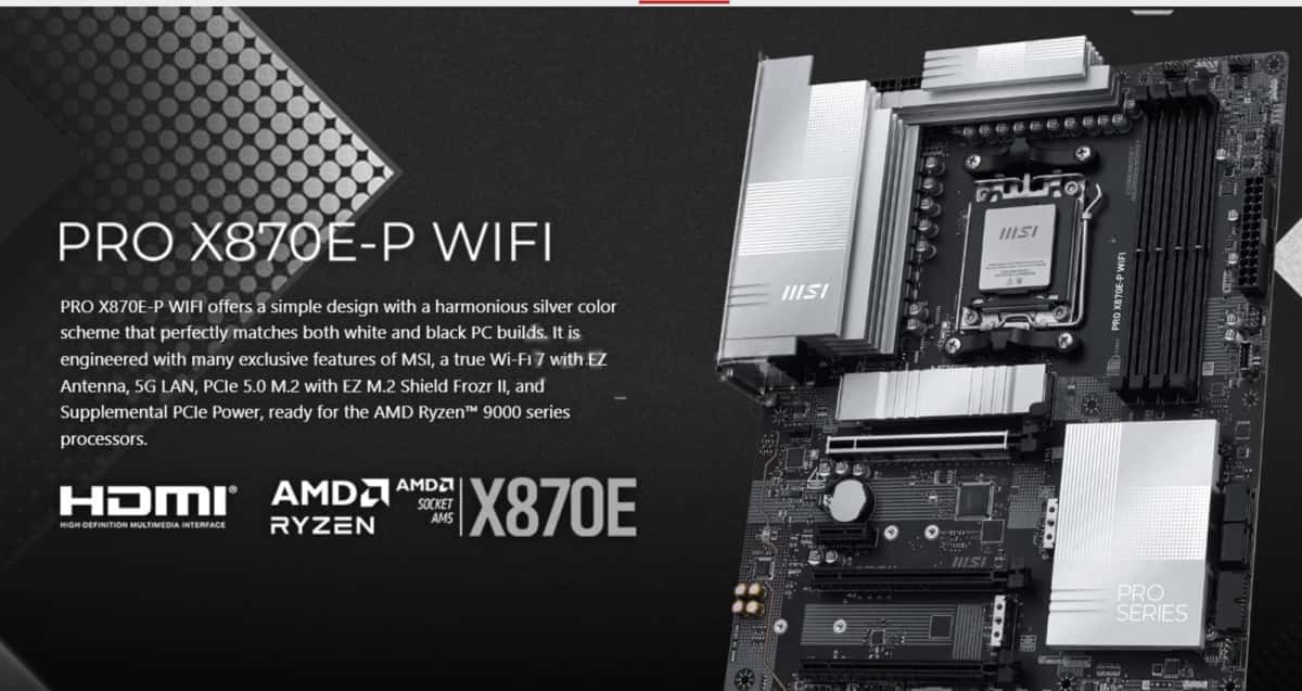 Motherboard MSI PRO X870E-P WIFI - Tenderyard