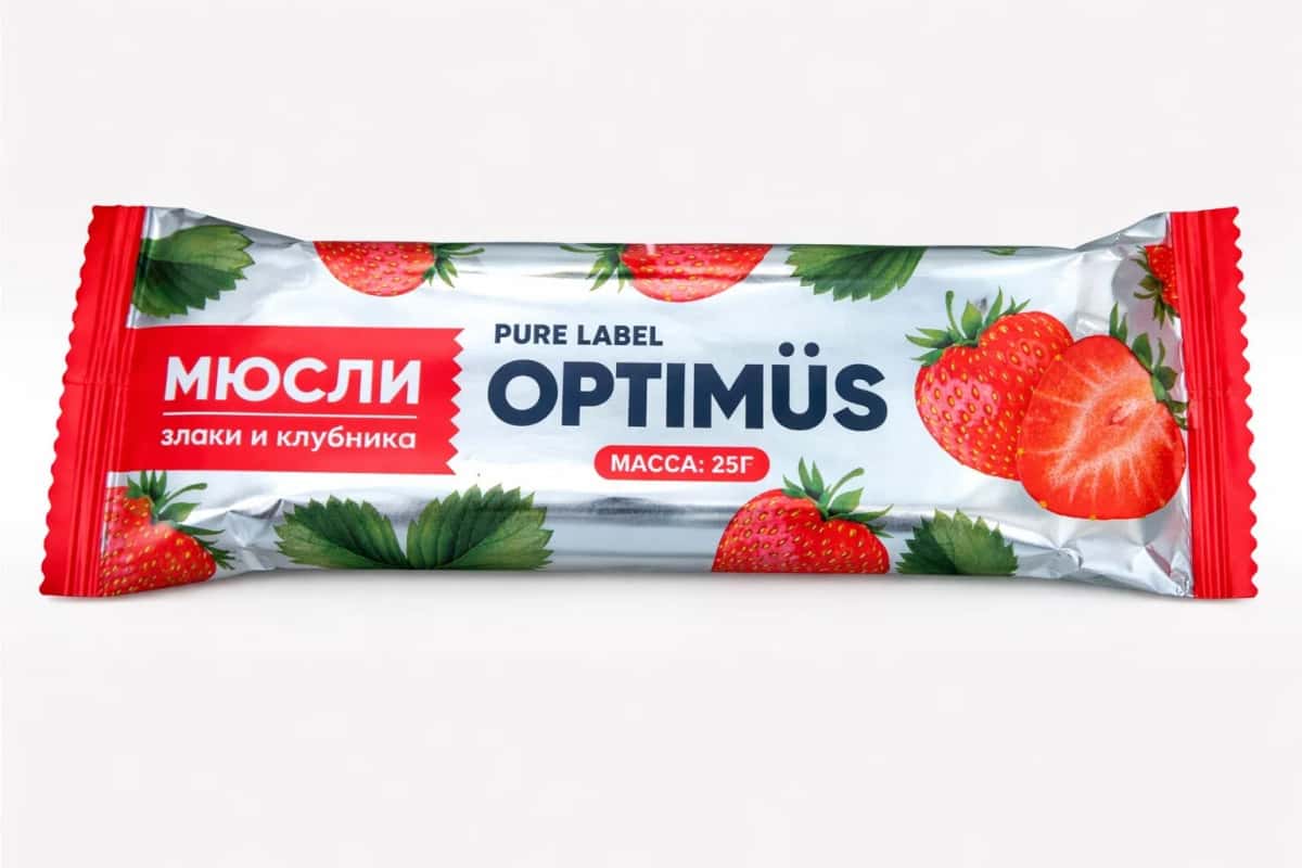 Optimüs Strawberry Muesli Bar, 25 g - Tenderyard