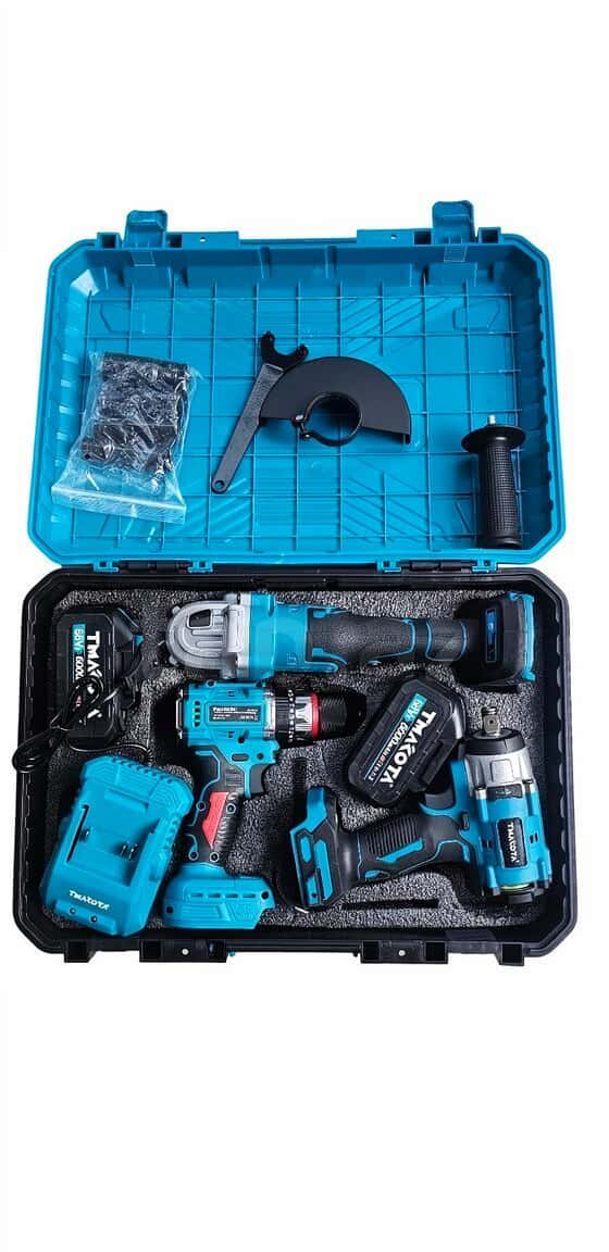 Tmakota Cordless Tool Set (Drill, Angle Grinder, Impact Wrench) - Tenderyard
