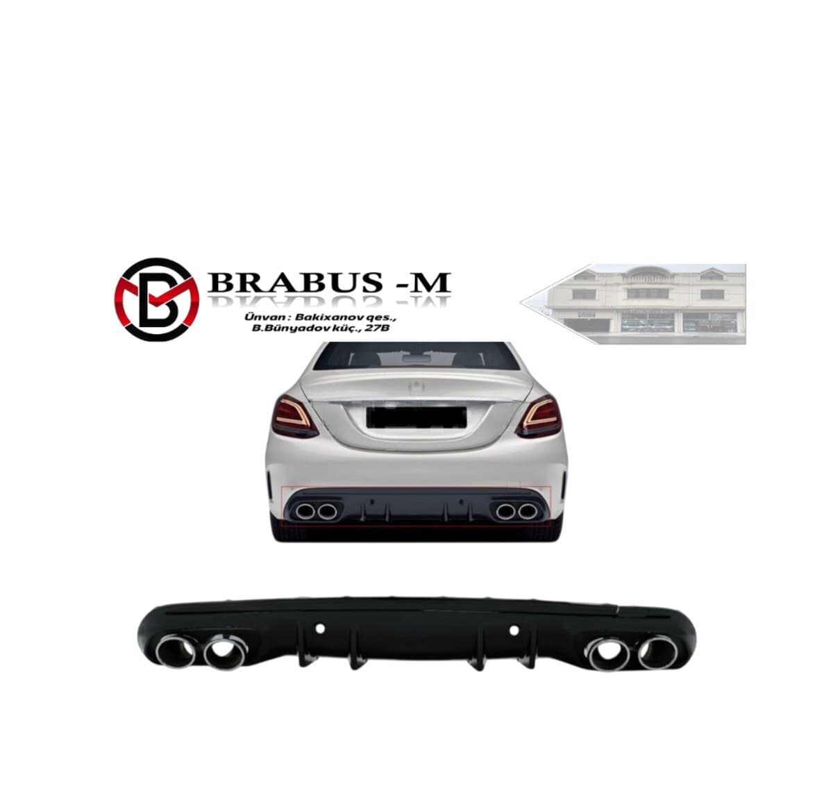 Arxa diffuzer Mercedes W205 AMG