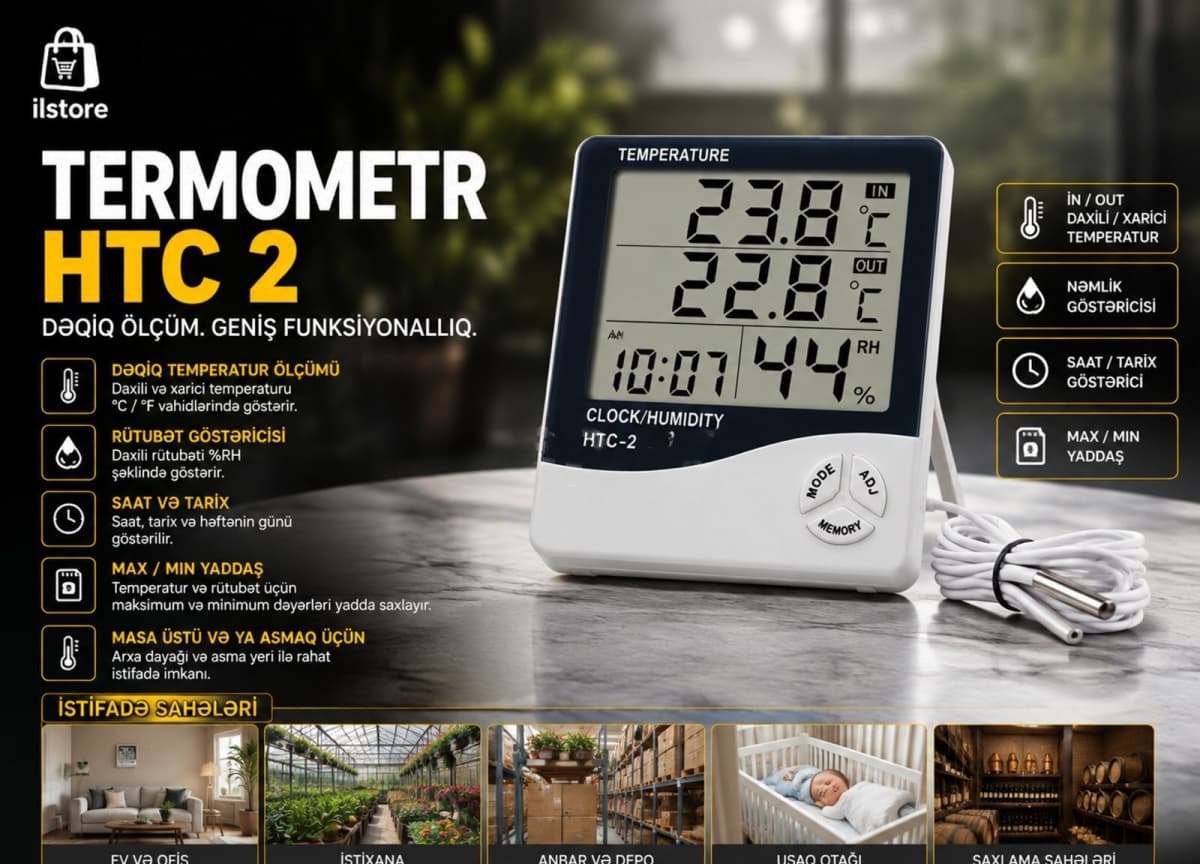 Termometr HTC-2 rəqəmsal