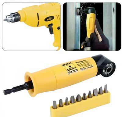 Angle attachment for drill and 10-piece bit set - Tenderyard