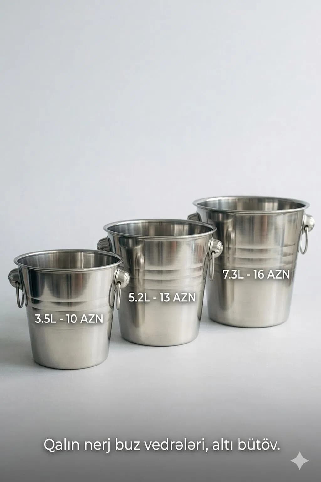 Paslanmayan Polad Buz Vedrəsi (3.5L, 5.2L, 7.3L)