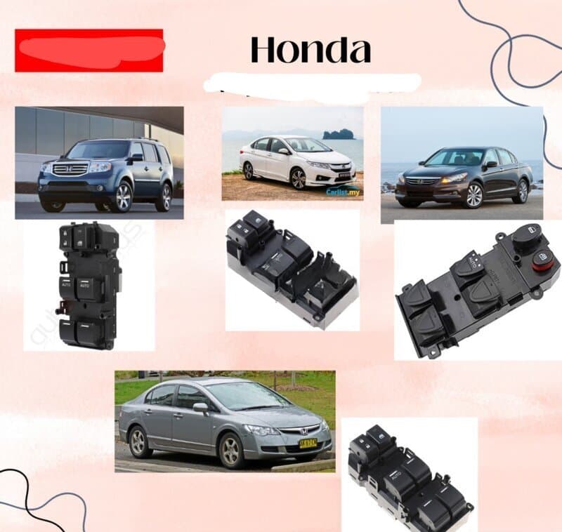 Şüşə qaldıran düymə bloku Honda