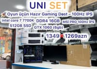 Gaming PC Dəst i7-7700K, GTX 1060 6GB, 16GB RAM, 24" IPS — şəkil 1