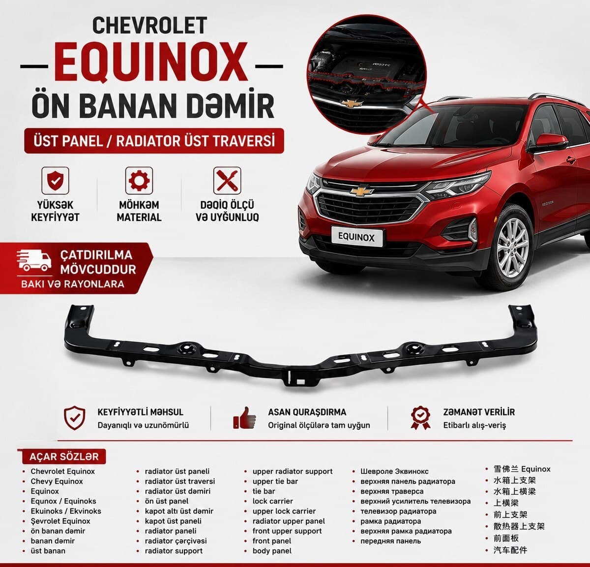 Radiator üst paneli Chevrolet Equinox