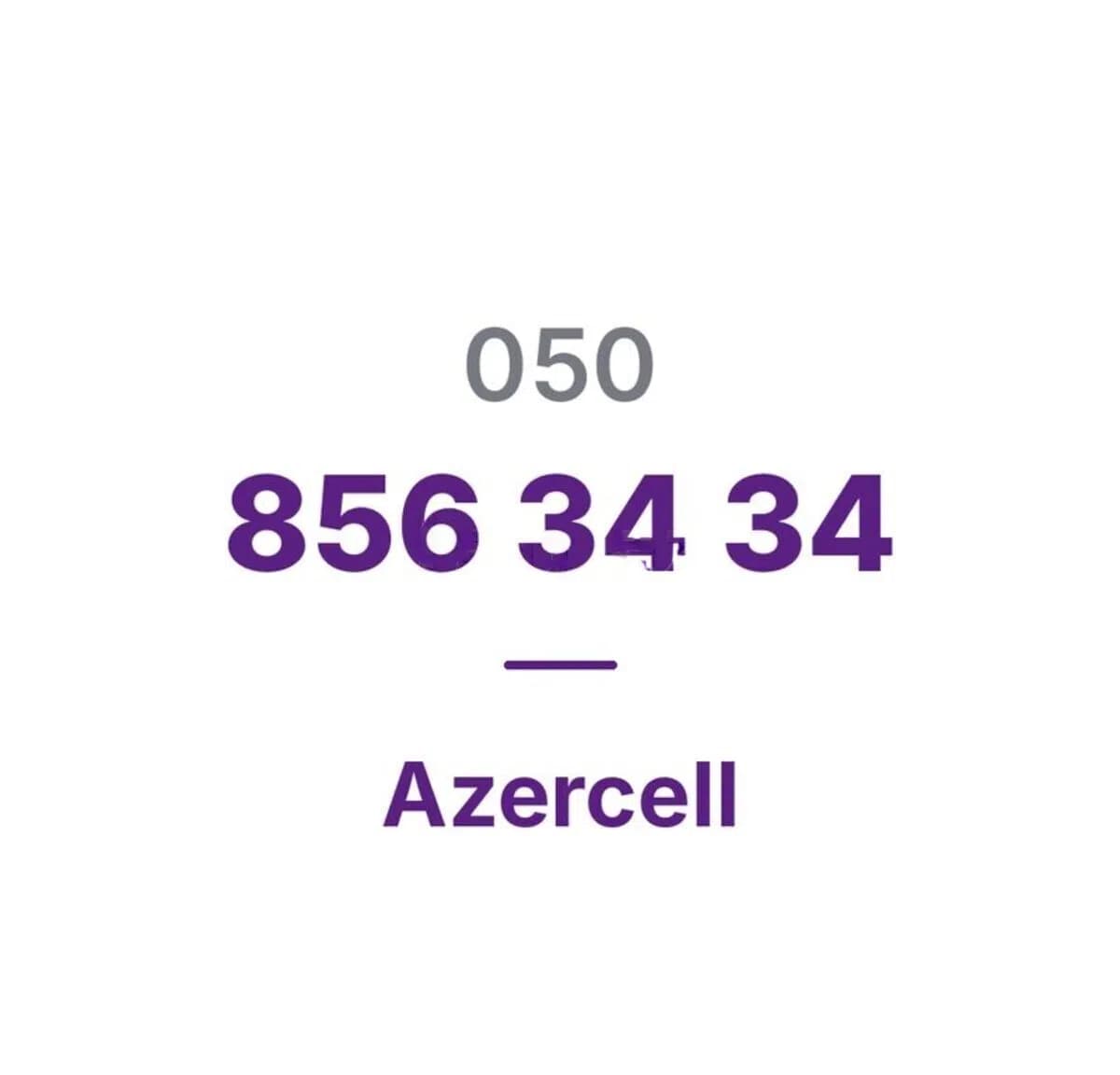 Azercell nömrə (050) 856-34-34 Nağd