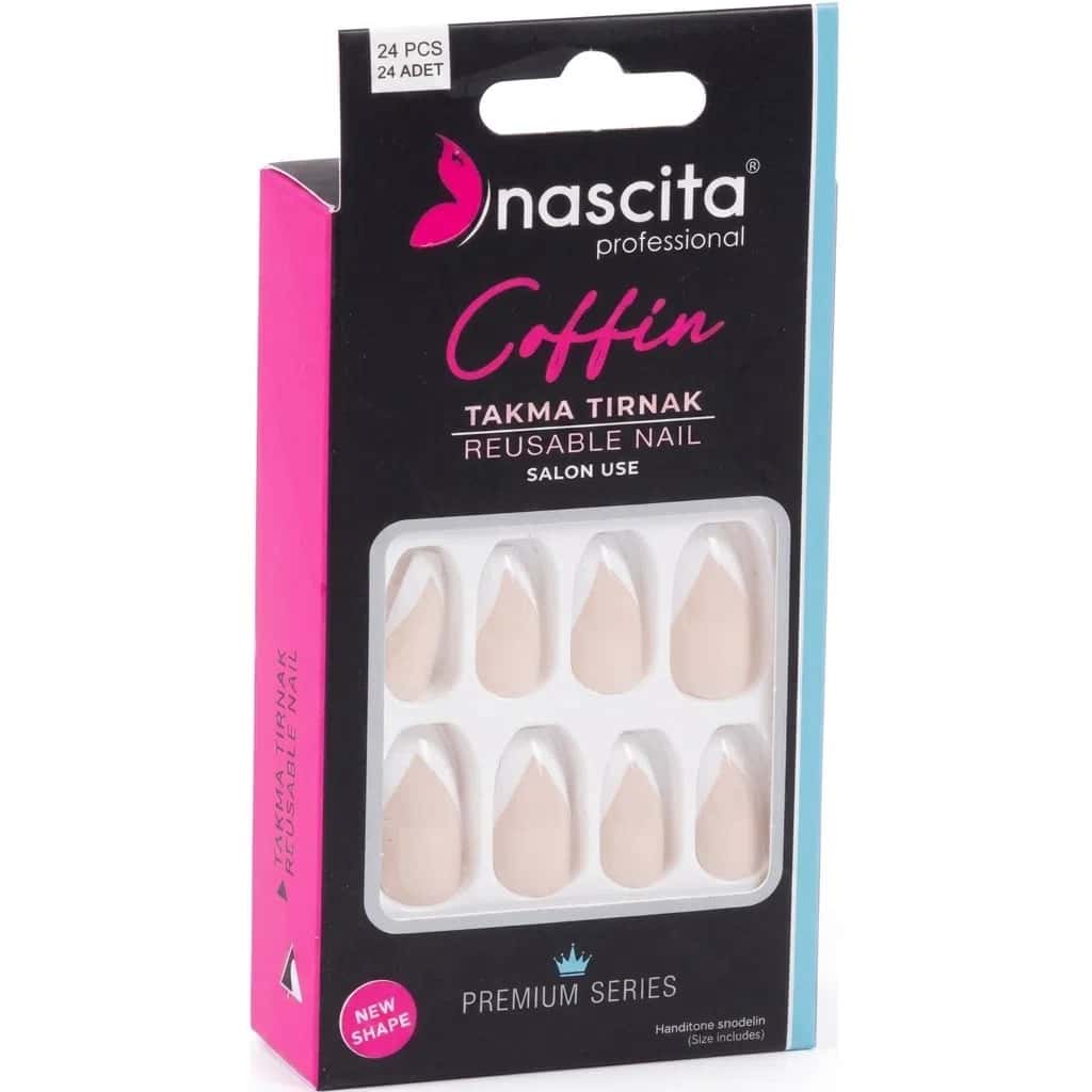 Nascita Coffin Beige Artificial Nails (24 pieces) - Tenderyard