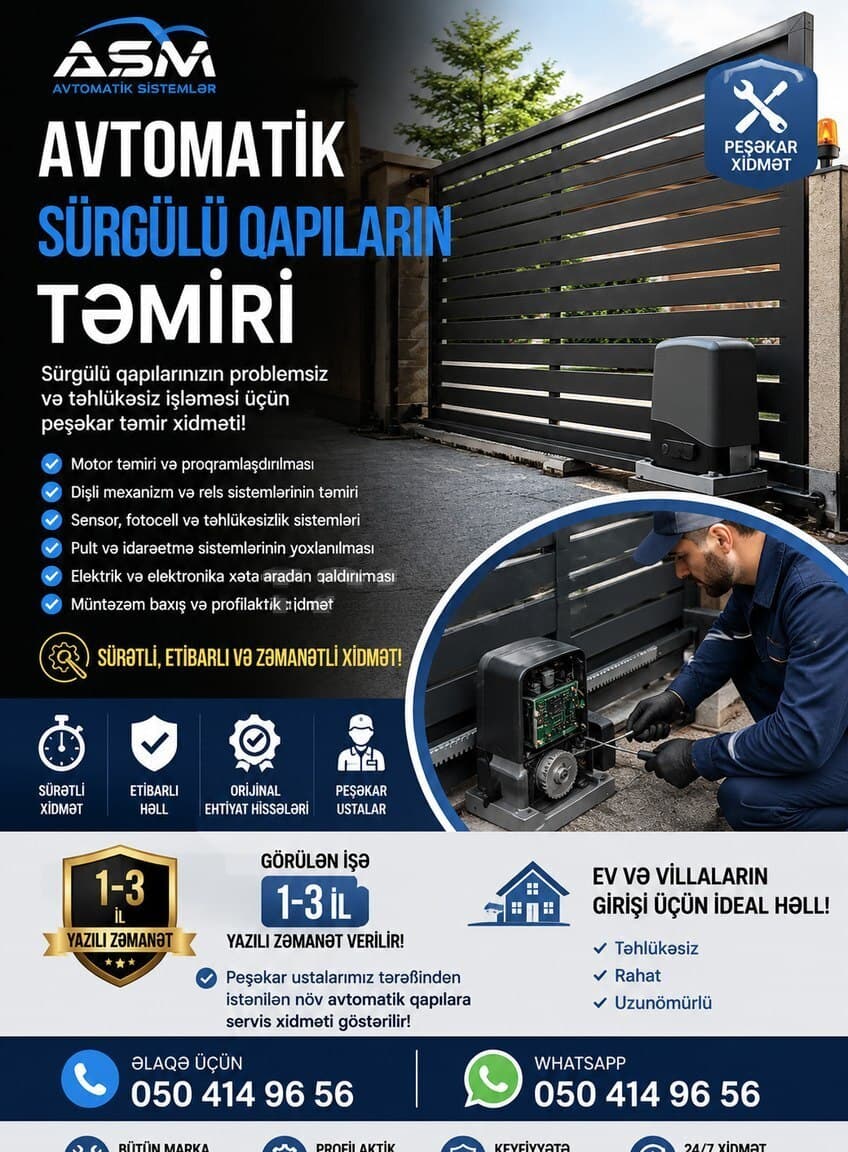 Avtomatik sürgülü qapıların təmiri və servisi