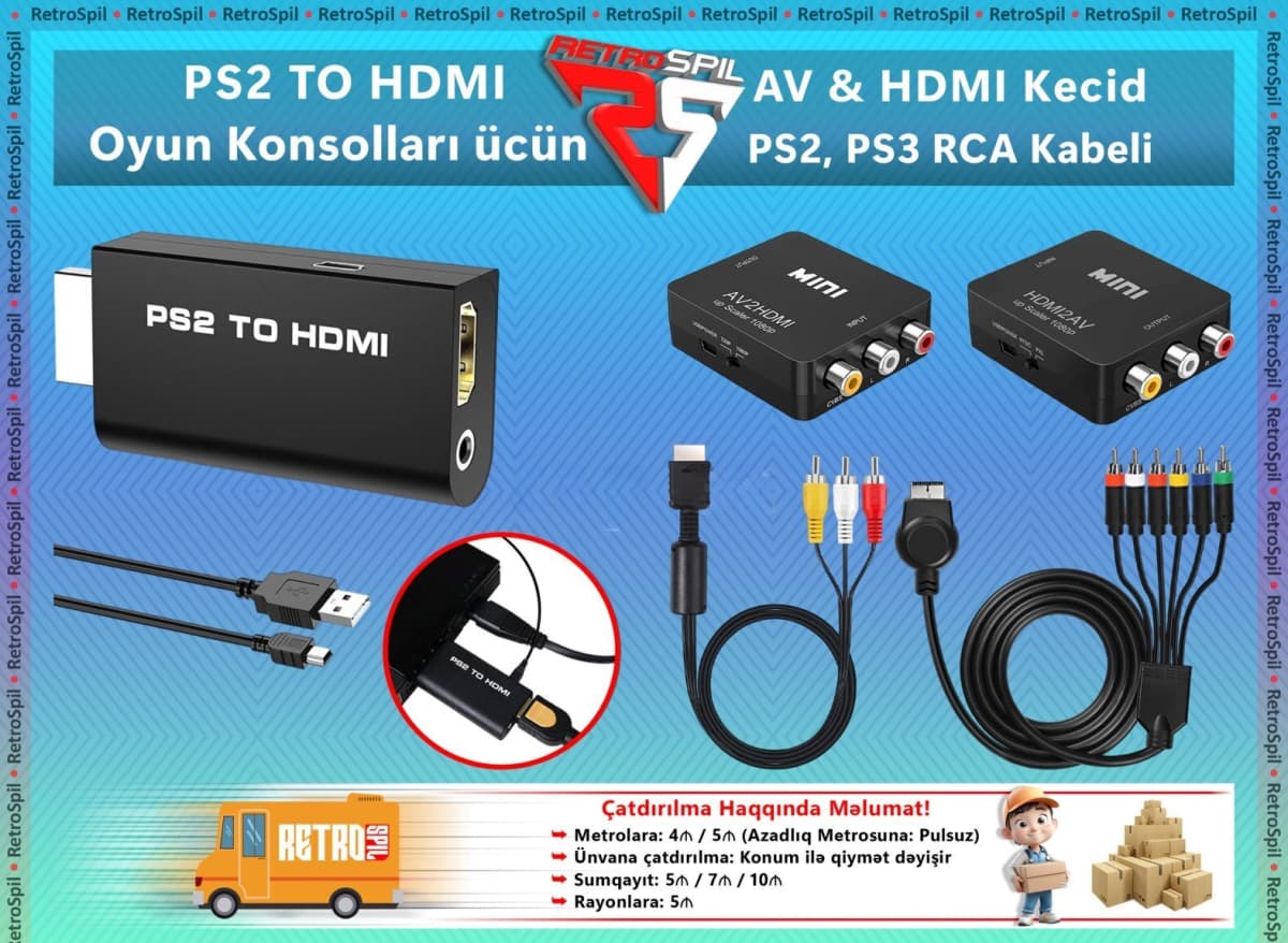 PlayStation 2 və 3 üçün HDMI Adapter və Kabel Aksesuarları