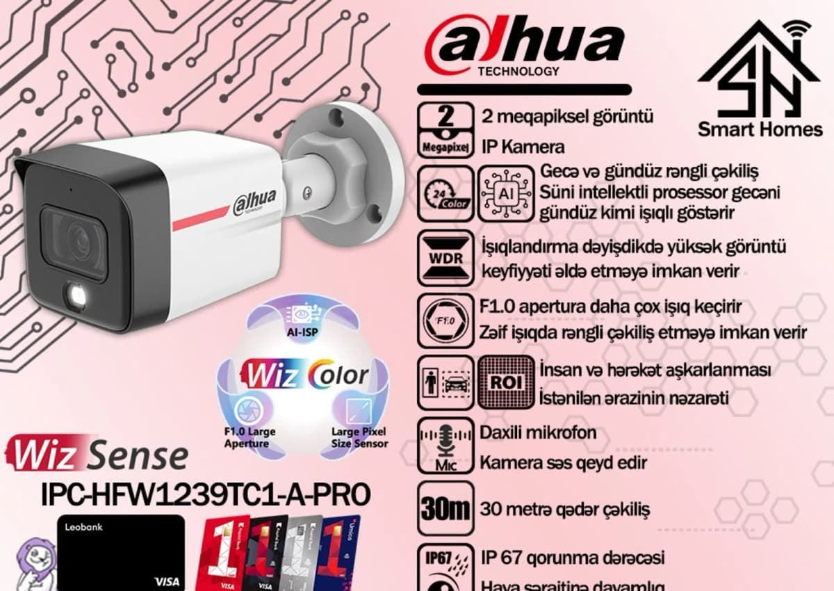 İP kamera Dahua 2MP WizColor IPC-HFW1239TC1-A-PRO