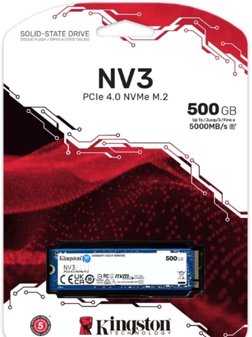 SSD Kingston NV3 500GB PCIe 4.0 NVMe M.2 - Tenderyard