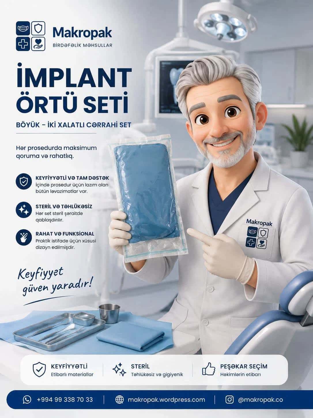 Implant drape set large, two-gown surgical kit - Tenderyard