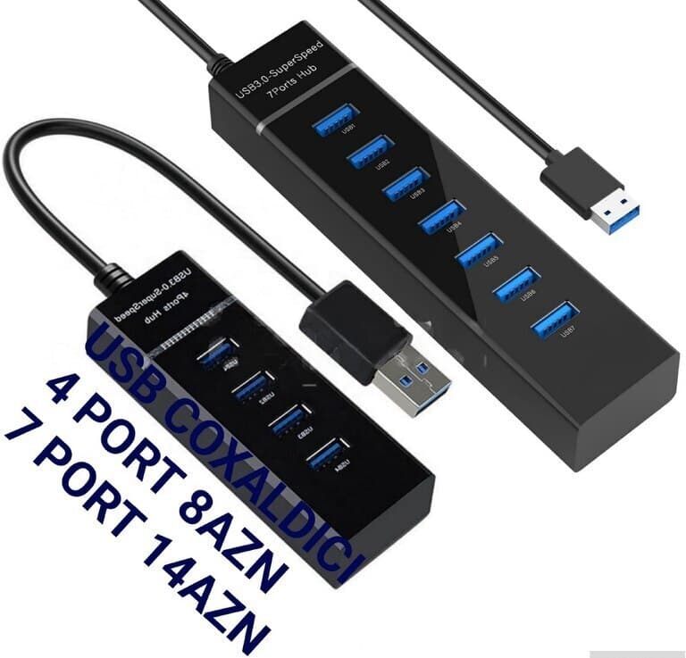USB 3.0 Sürətli USB Hub (4 və 7 portlu)