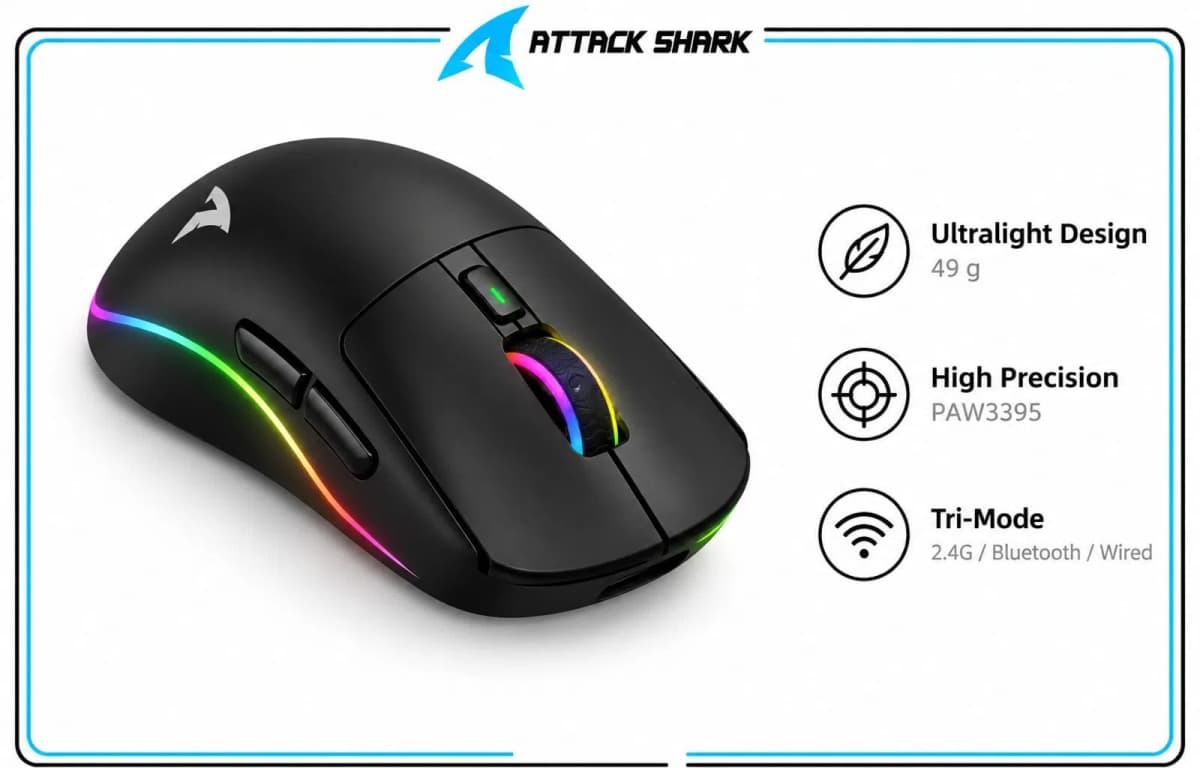 Oyun siçanı Attack Shark X5 RGB Black