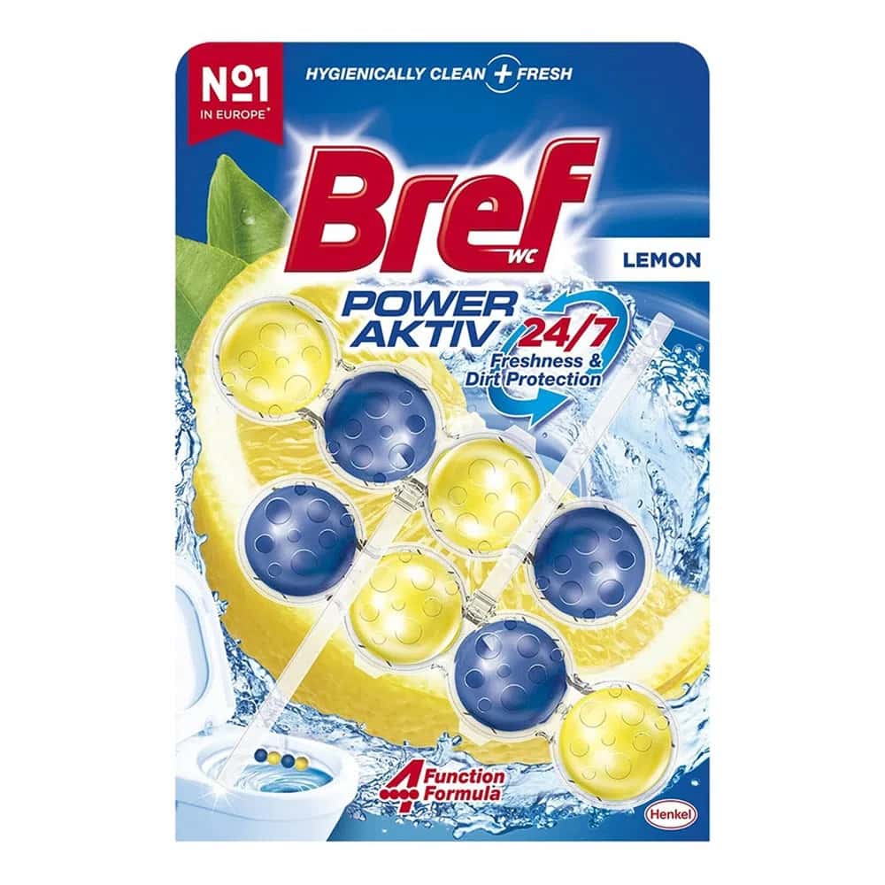 Bref Power Aktiv Toilet Block, Lemon, 2 pieces - Tenderyard