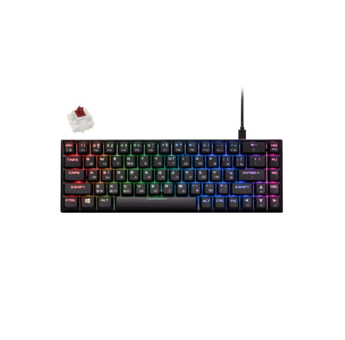 Mechanical keyboard 2E KG380 65% RGB Gateron Red - Tenderyard