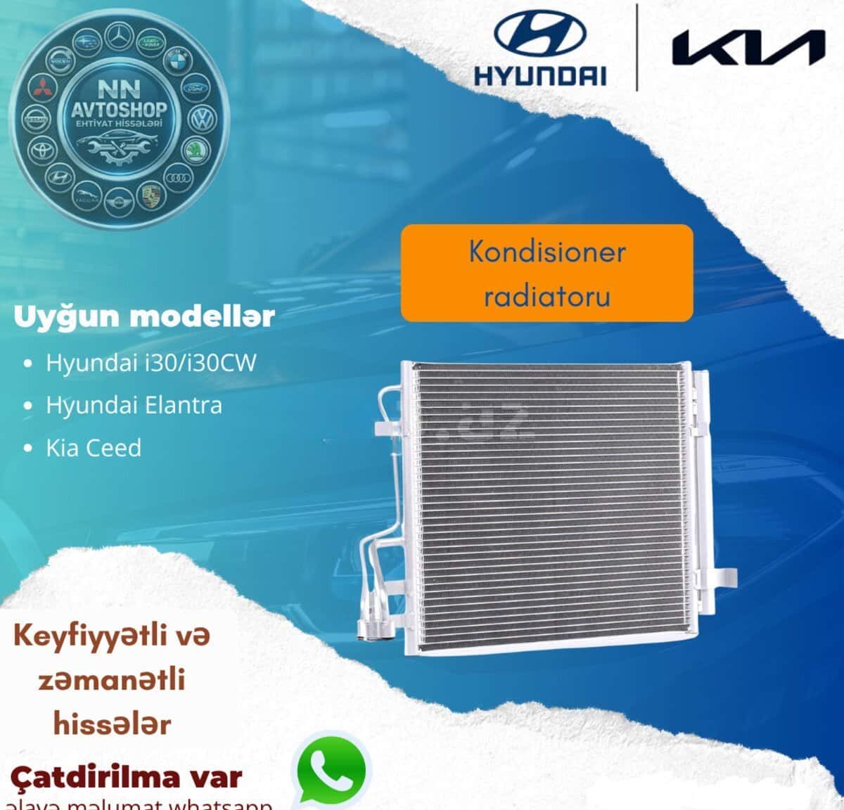 Air conditioning radiator for Kia Ceed, Hyundai Elantra, i30 - Tenderyard
