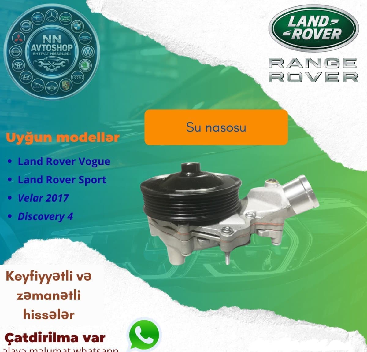Su pompası nasosu Land Rover Range Rover Sport Vogue