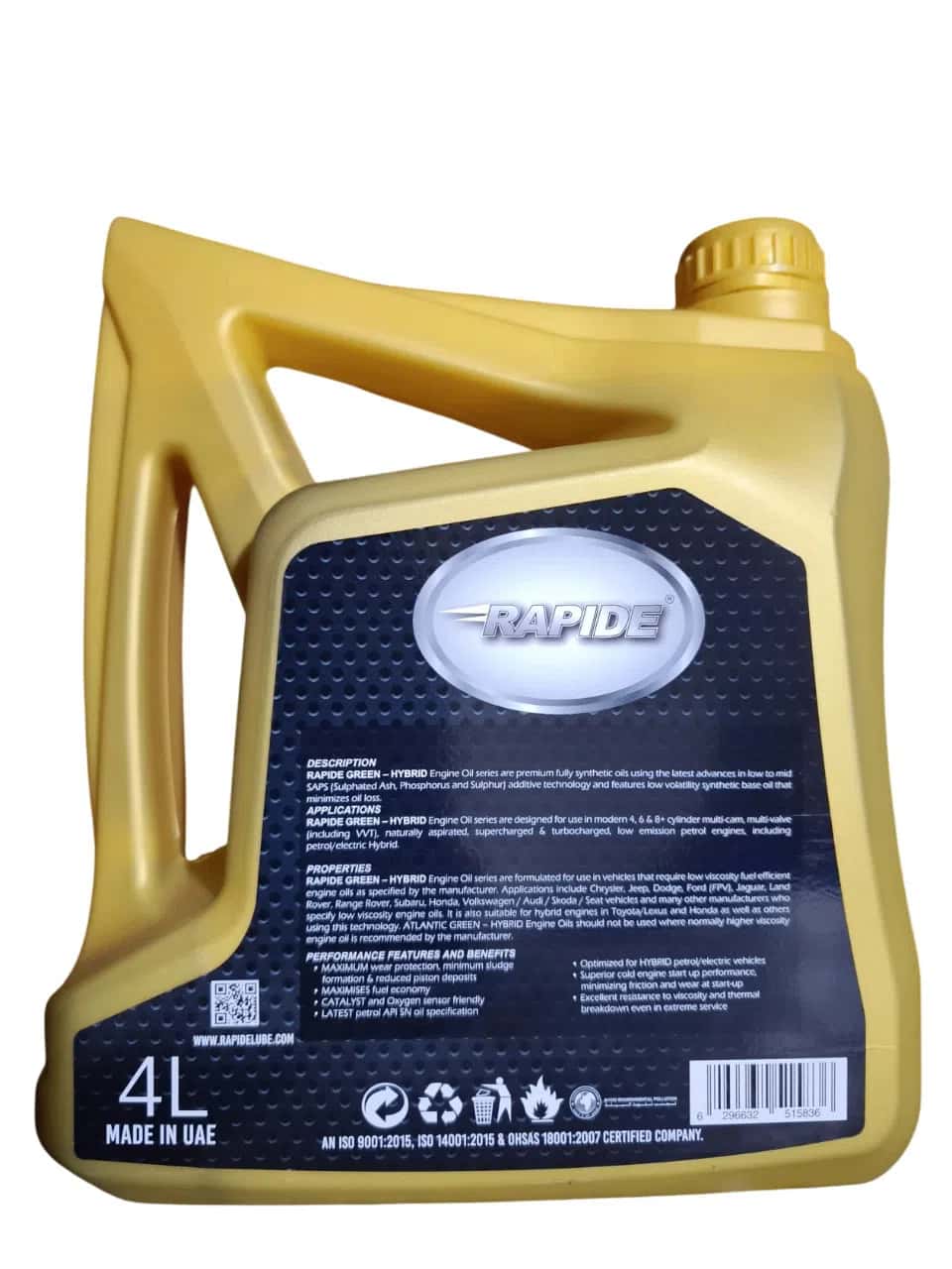 Rapide Hybrid 5W-20 API SN Sintetik Mühərrik Yağı, 4L - Tenderyard