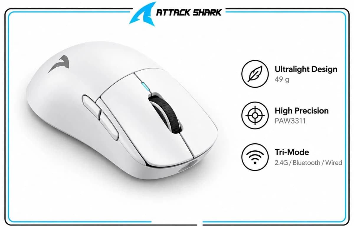 Oyun siçanı Attack Shark X1 White